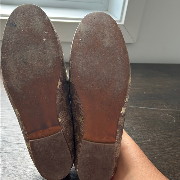 Coach Brown and Gold Star Pattern Loafers - Picture 4 of 5